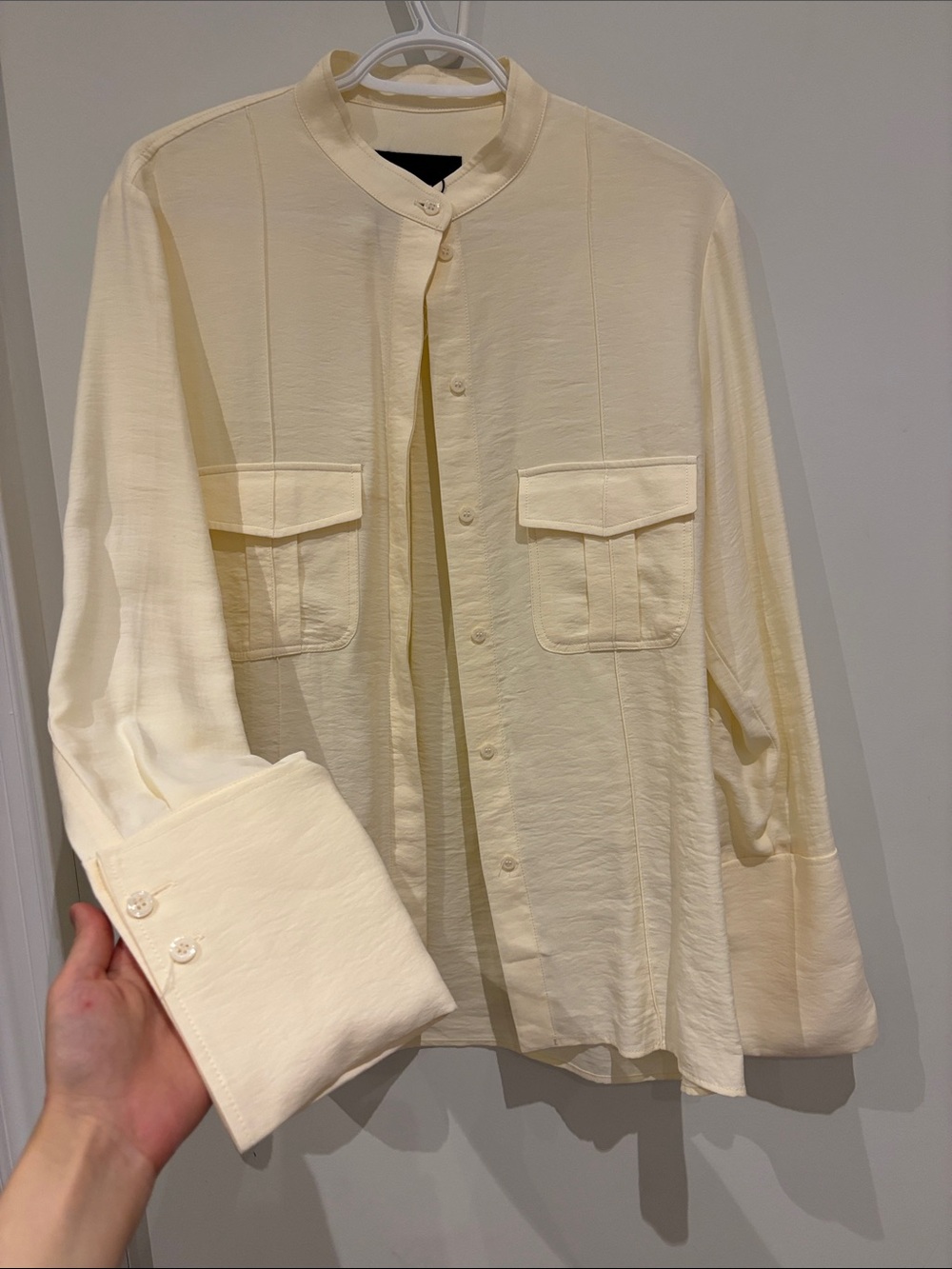 Women’s Cream Button-Up Shirt Jacket